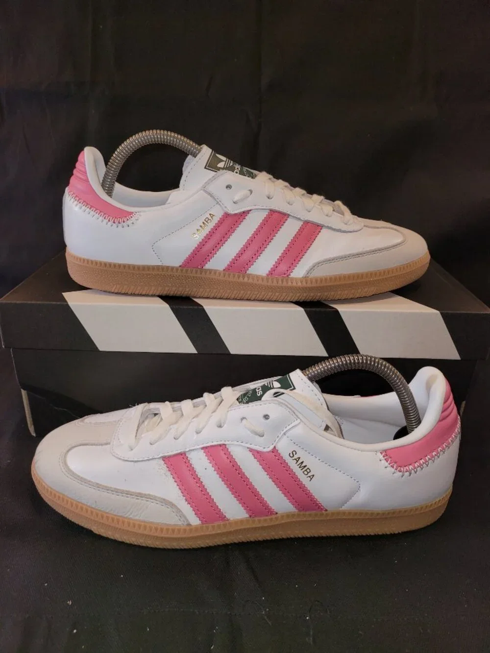Adidas Samba OG White Leather Rose Pink Tan Gum Sneakers JI2013 Women's Size 10